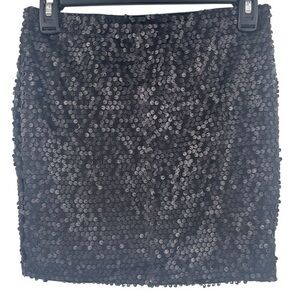 Black Sequin Mini Fitted Skirt Lily Rose small EUC